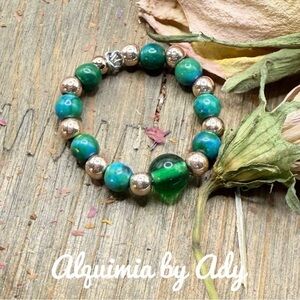 Alquimia Turquoise and Silver Beaded Ring band for stacking